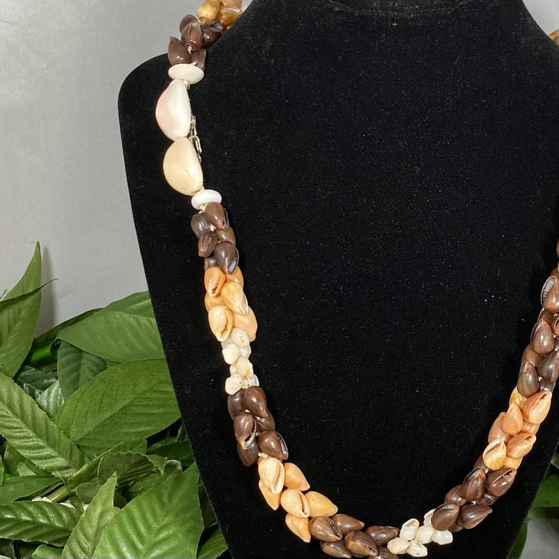 NIHAU Mens Necklace Brown White and Black Coconut Shell Hawaiian Bead